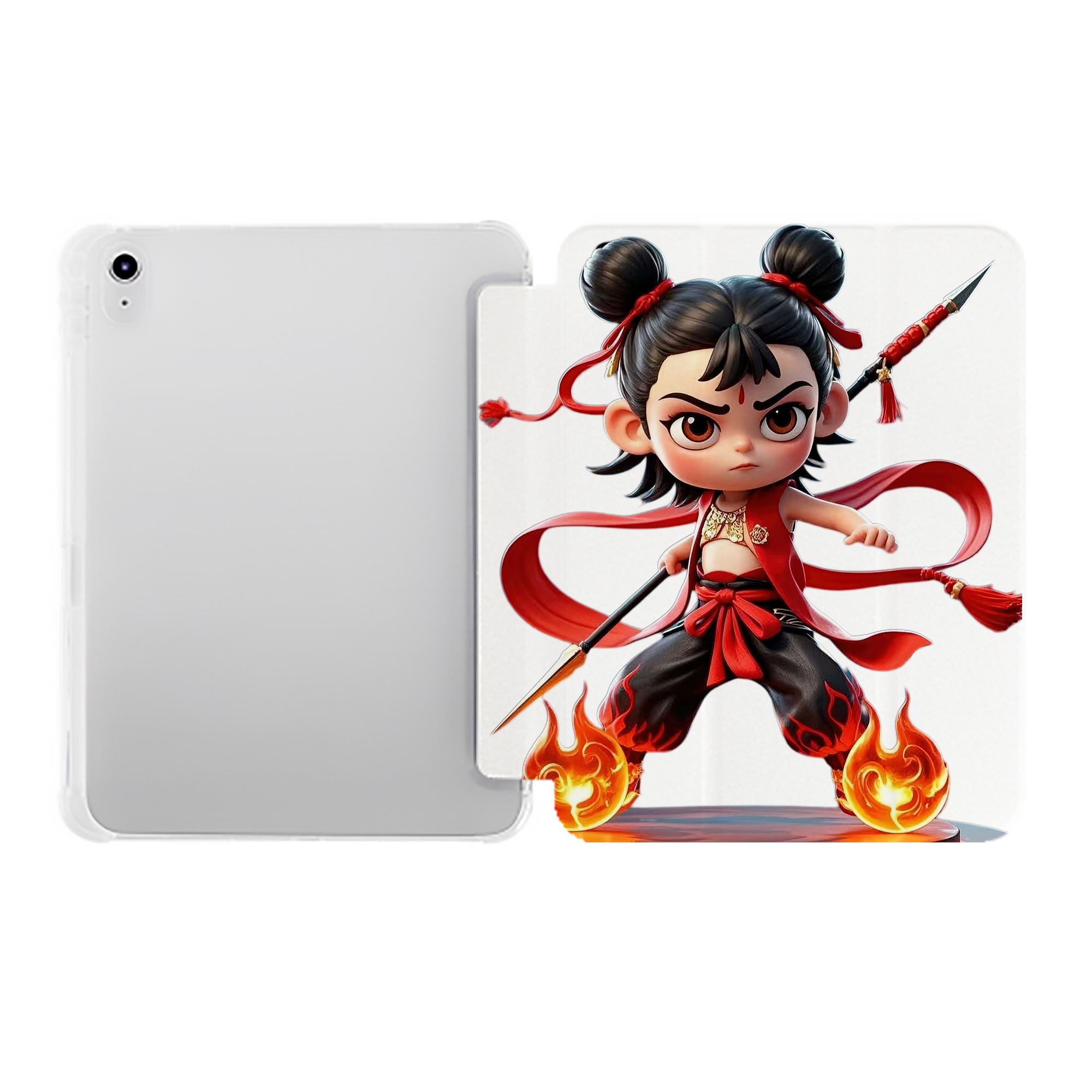 （画像用） Ne Zha 2 ナタ 魔童の大暴れ IPad ケース ペン収納付き 三つ折りスタンド PUレザー×シリコン 対応機種9.5/10.5/10.9インチ